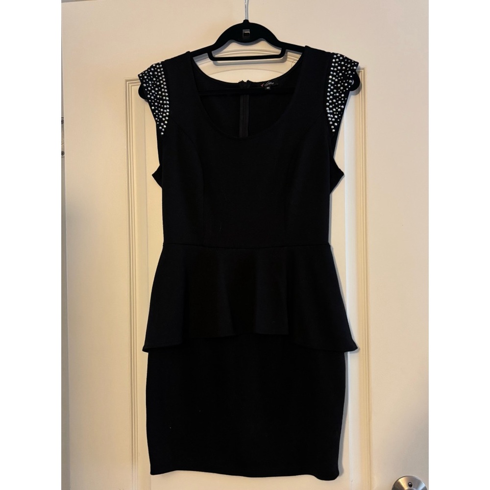 Guess Black Peplum Mini Dress